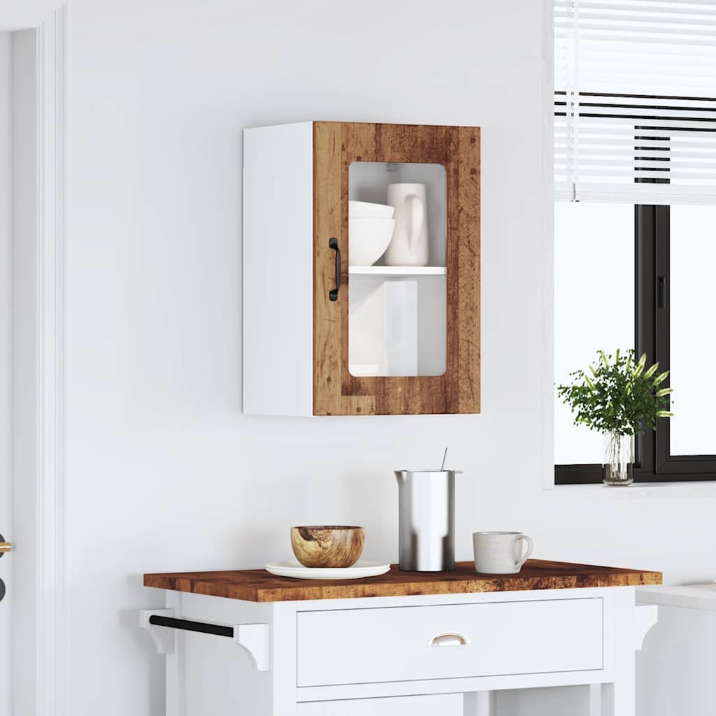 Køkken overskab med glaslåge Lucca gammelt træ look
