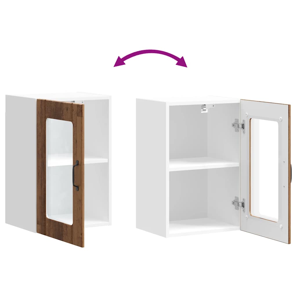 Køkken overskab med glaslåge Lucca gammelt træ look