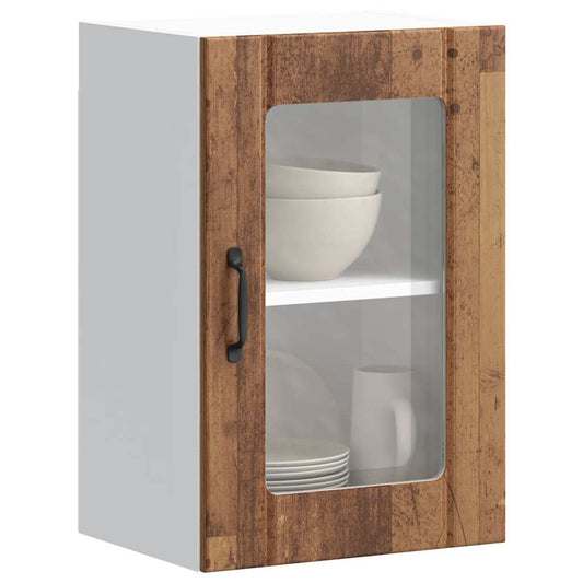 Køkken overskab med glaslåge Lucca gammelt træ look
