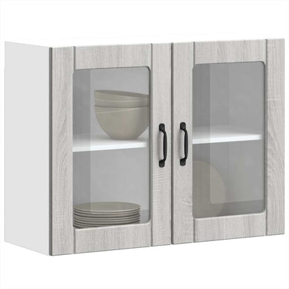 Køkken overskab med glaslåge Lucca Grey Sonoma træmateriale