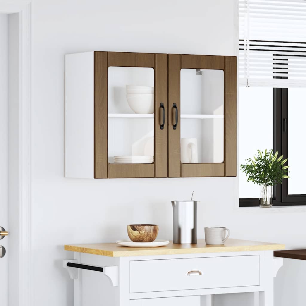 Køkken overskab med glaslåge Lucca Brown Oak look