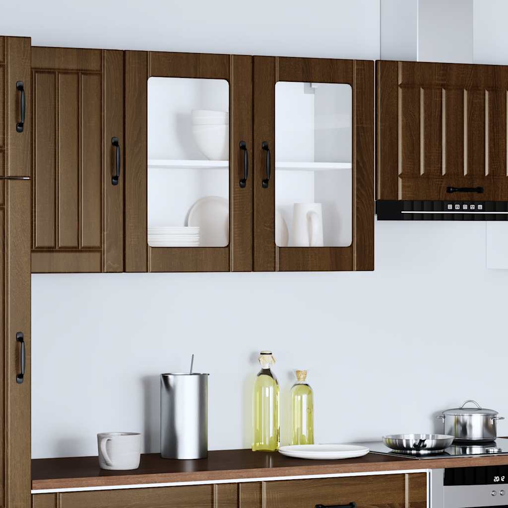 Køkken overskab med glaslåge Lucca Brown Oak look