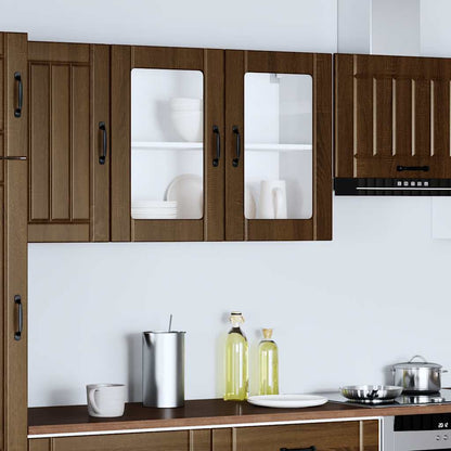 Køkken overskab med glaslåge Lucca Brown Oak look
