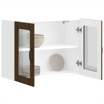 Køkken overskab med glaslåge Lucca Brown Oak look