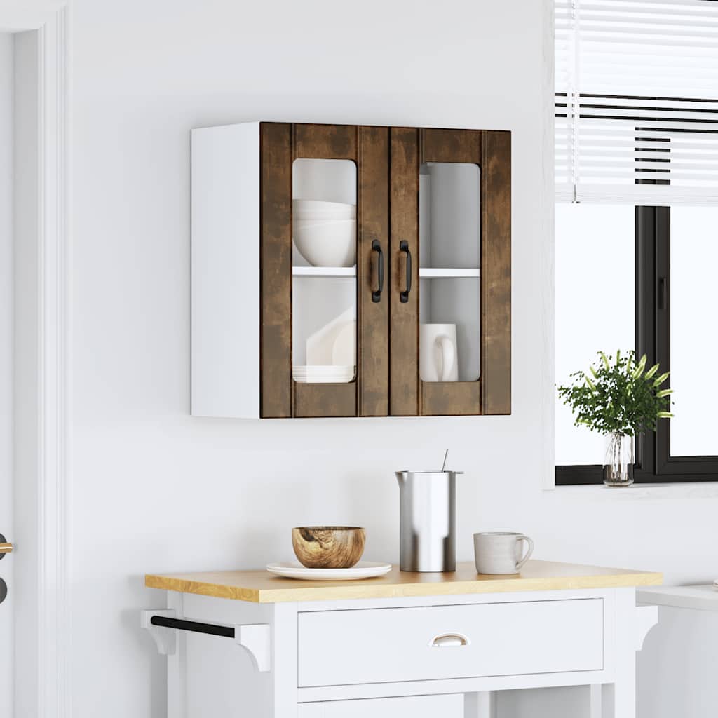 Küchen-Hängeschrank mit Glastür Lucca Räuchereiche Holzwerkstoff