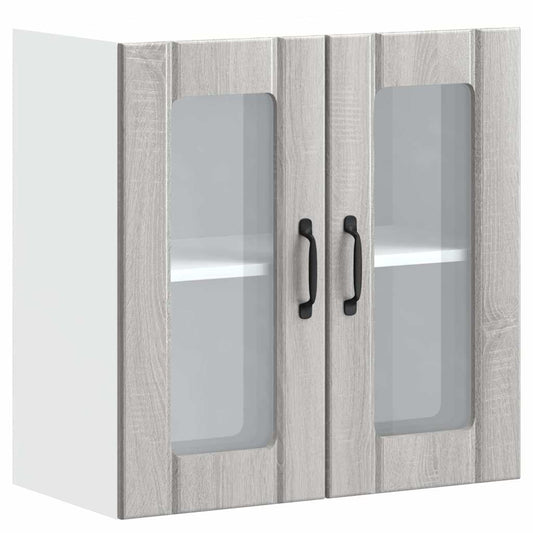 Køkken overskab med glaslåge Lucca Grey Sonoma træmateriale