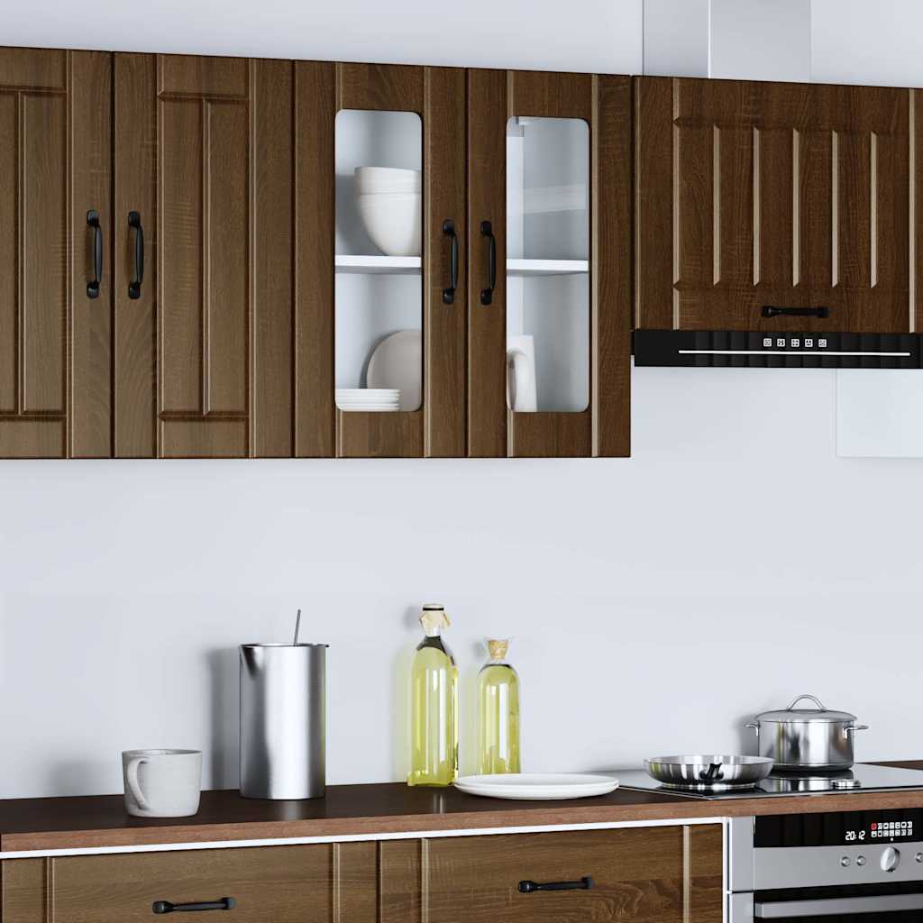 Køkken overskab med glaslåge Lucca Brown Oak look