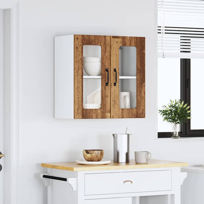 Køkken vægskab med glaslåge gammelt træ look træ materiale