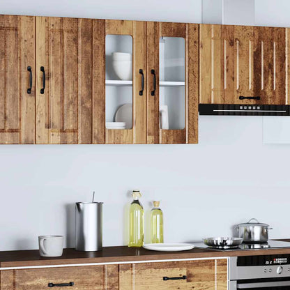 Køkken vægskab med glaslåge gammelt træ look træ materiale