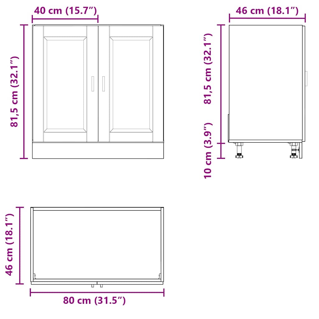 Vask underskab Porto højglans hvid 80x46x81,5 cm