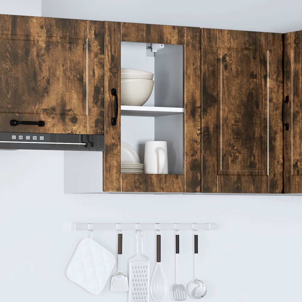 Küchen-Hängeschrank mit Glastür Porto Räuchereiche