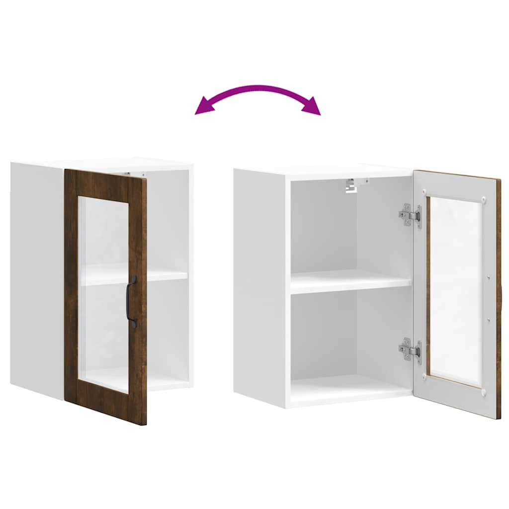 Küchen-Hängeschrank mit Glastür Porto Räuchereiche