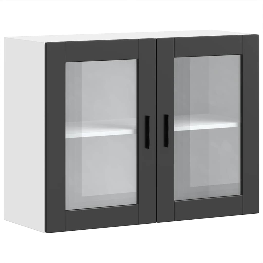 Küchen-Hängeschrank mit Glastür Porto Schwarz