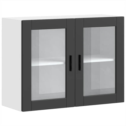 Küchen-Hängeschrank mit Glastür Porto Schwarz