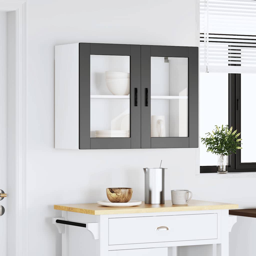 Küchen-Hängeschrank mit Glastür Porto Schwarz