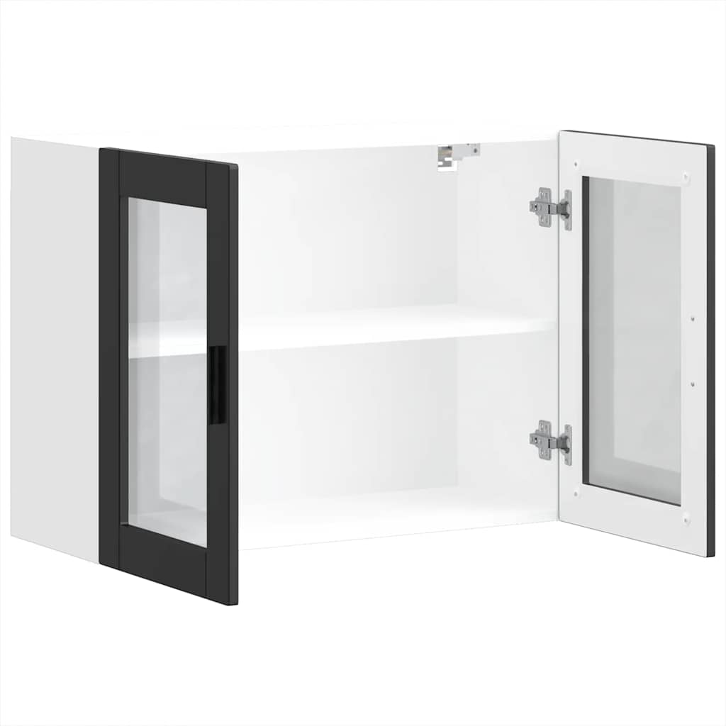 Küchen-Hängeschrank mit Glastür Porto Schwarz