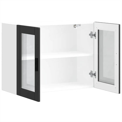 Küchen-Hängeschrank mit Glastür Porto Schwarz