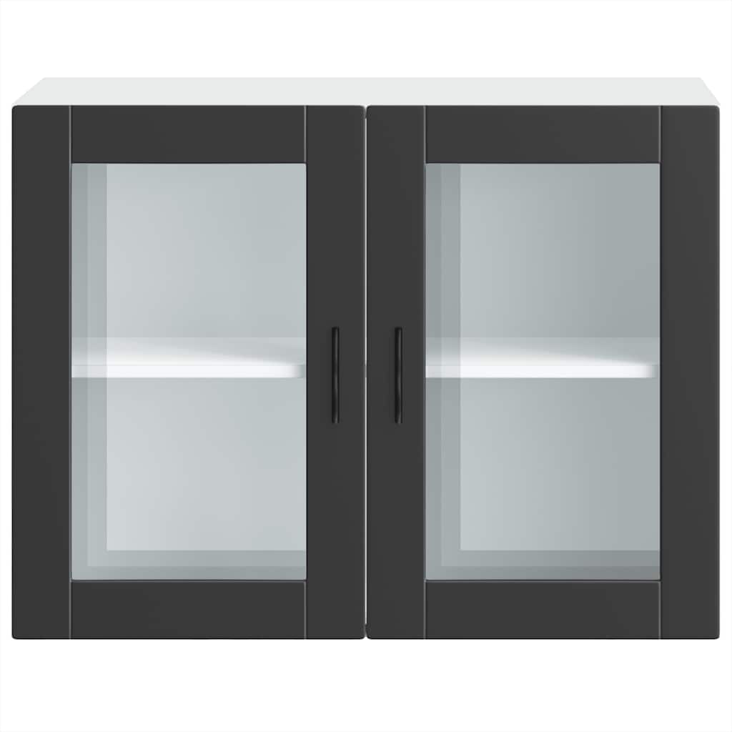 Küchen-Hängeschrank mit Glastür Porto Schwarz