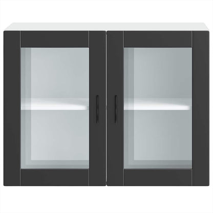 Küchen-Hängeschrank mit Glastür Porto Schwarz
