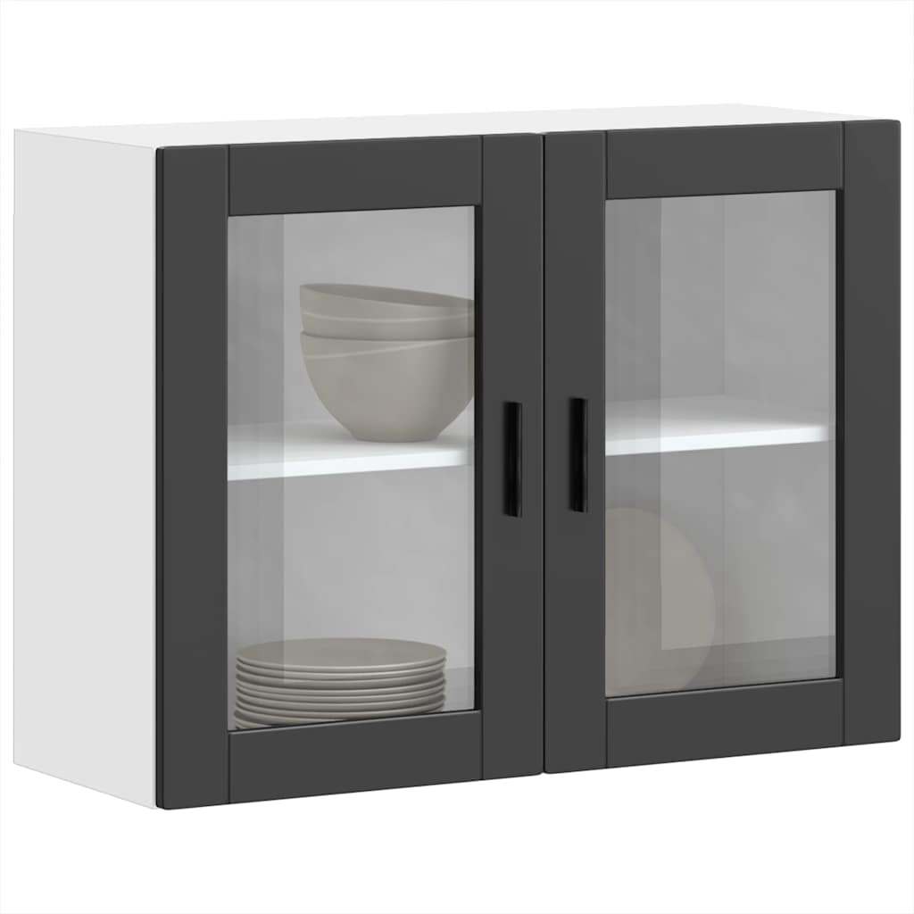 Küchen-Hängeschrank mit Glastür Porto Schwarz
