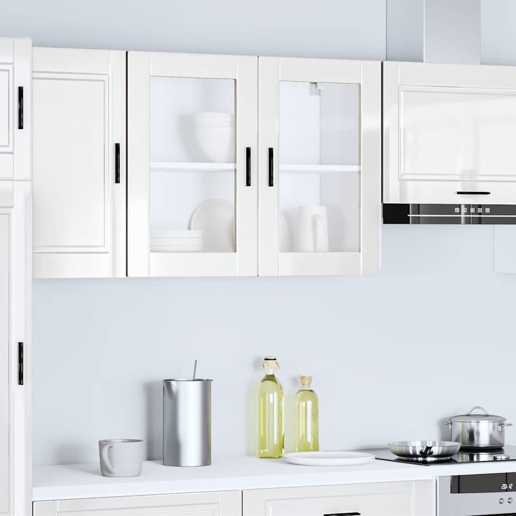 Küchen-Hängeschrank mit Glastür Porto Hochglanz-Weiß