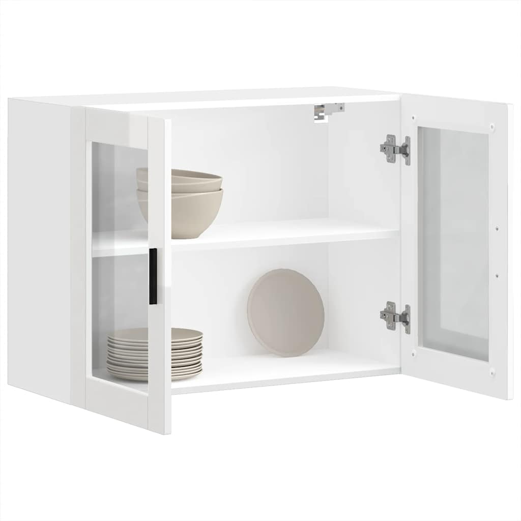 Küchen-Hängeschrank mit Glastür Porto Hochglanz-Weiß