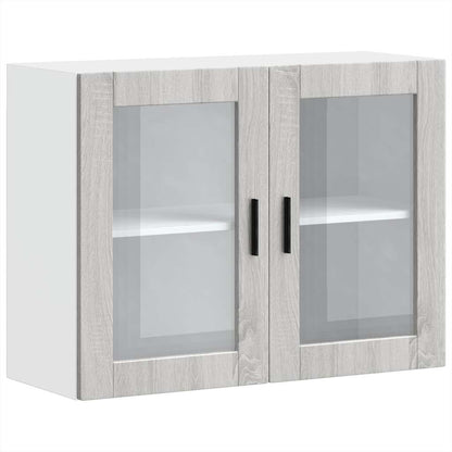 Küchen-Hängeschrank mit Glastür Porto Grau Sonoma
