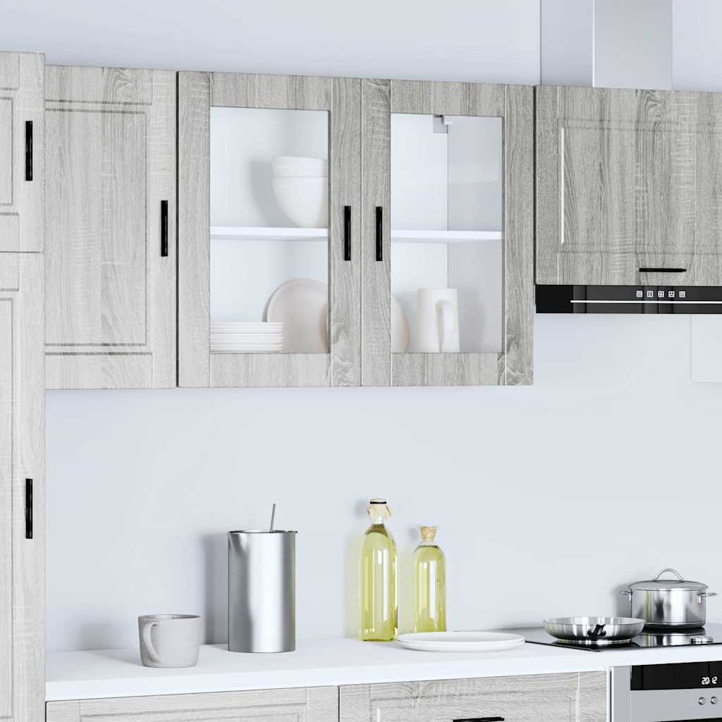 Køkken overskab med glaslåge Porto Grey Sonoma