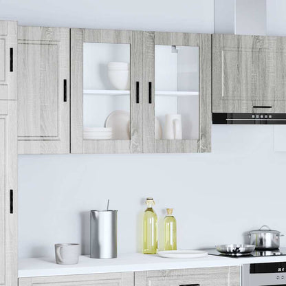Køkken overskab med glaslåge Porto Grey Sonoma