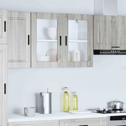 Küchen-Hängeschrank mit Glastür Porto Grau Sonoma