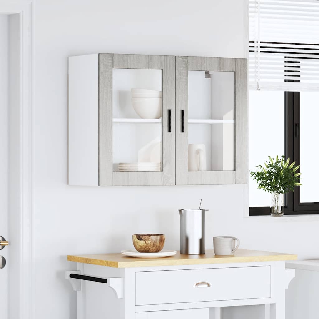 Køkken overskab med glaslåge Porto Grey Sonoma
