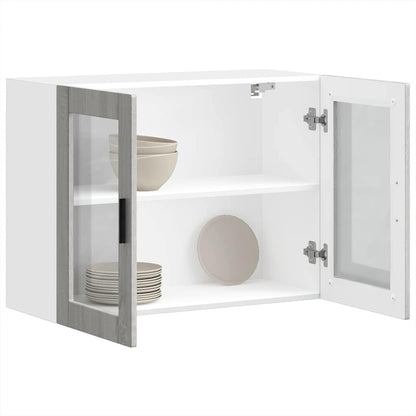 Küchen-Hängeschrank mit Glastür Porto Grau Sonoma