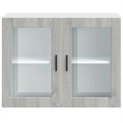 Küchen-Hängeschrank mit Glastür Porto Grau Sonoma