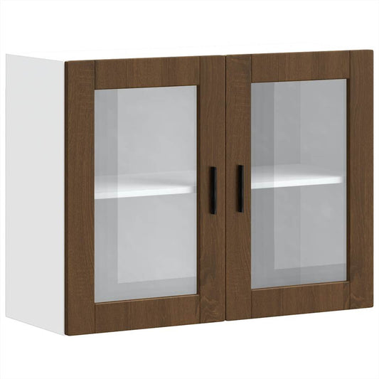 Küchen-Hängeschrank mit Glastür Porto Braun Eichen-Optik