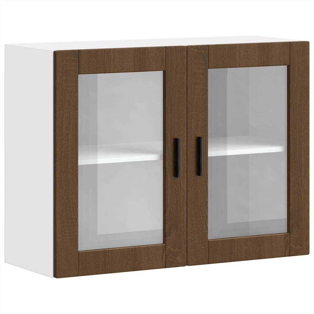 Küchen-Hängeschrank mit Glastür Porto Braun Eichen-Optik