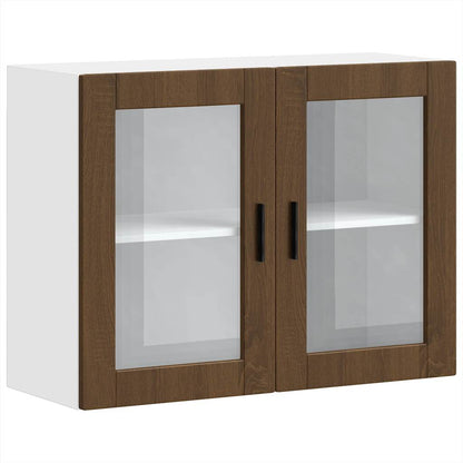 Küchen-Hängeschrank mit Glastür Porto Braun Eichen-Optik