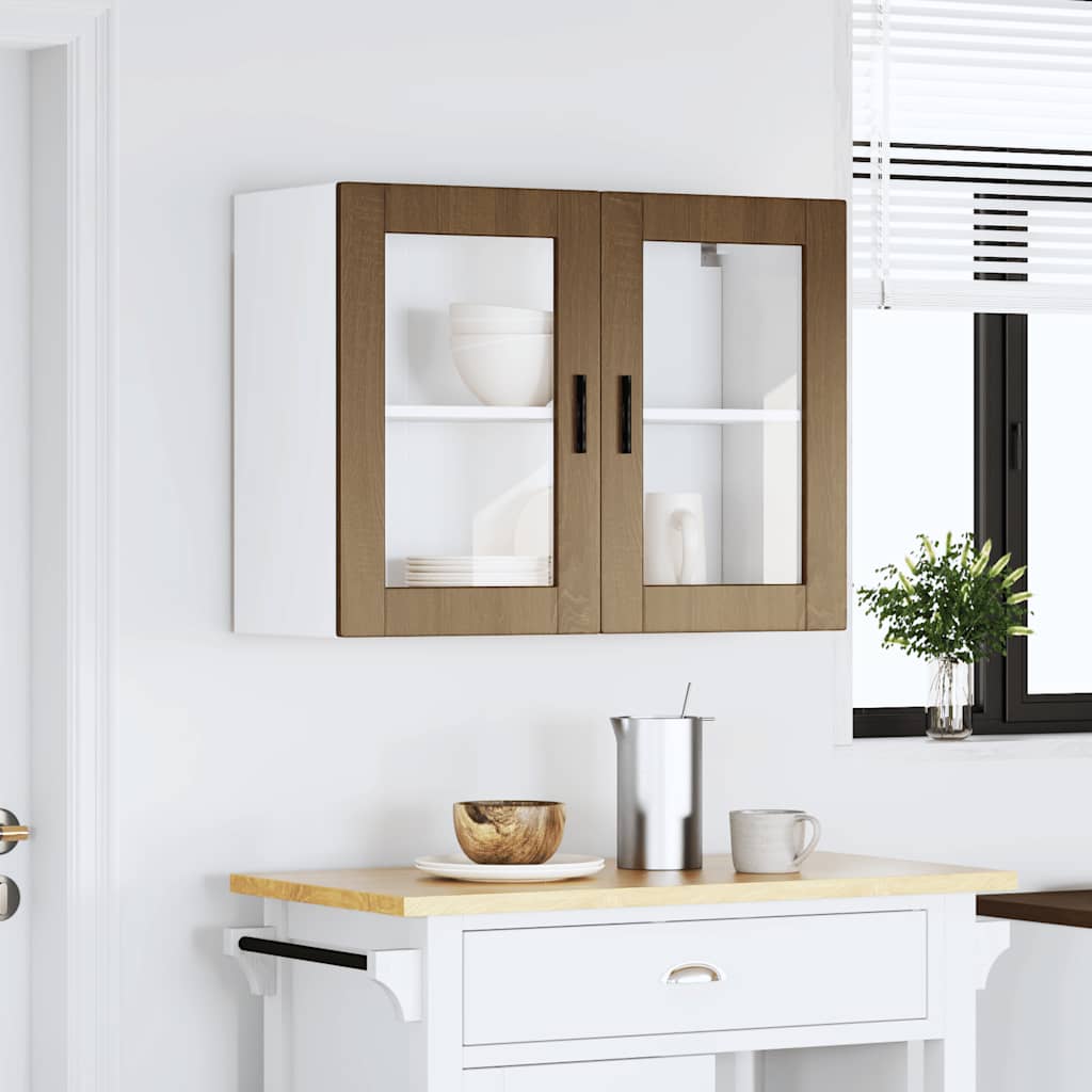 Küchen-Hängeschrank mit Glastür Porto Braun Eichen-Optik