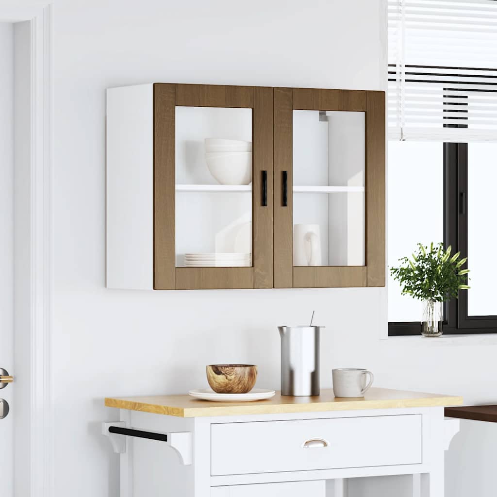 Küchen-Hängeschrank mit Glastür Porto Braun Eichen-Optik