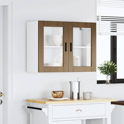 Küchen-Hängeschrank mit Glastür Porto Braun Eichen-Optik