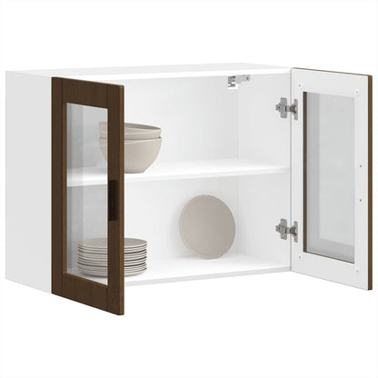 Küchen-Hängeschrank mit Glastür Porto Braun Eichen-Optik