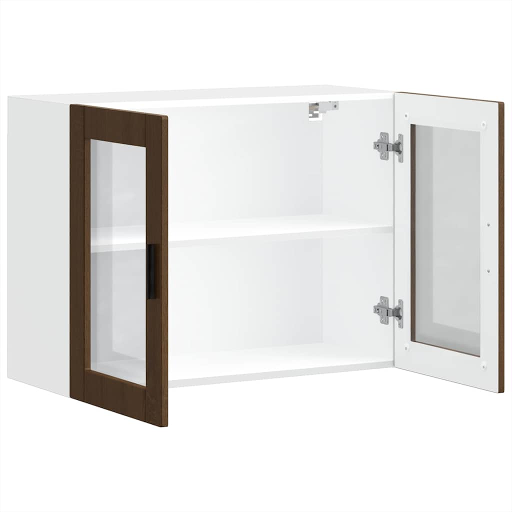 Küchen-Hängeschrank mit Glastür Porto Braun Eichen-Optik