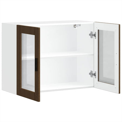 Küchen-Hängeschrank mit Glastür Porto Braun Eichen-Optik