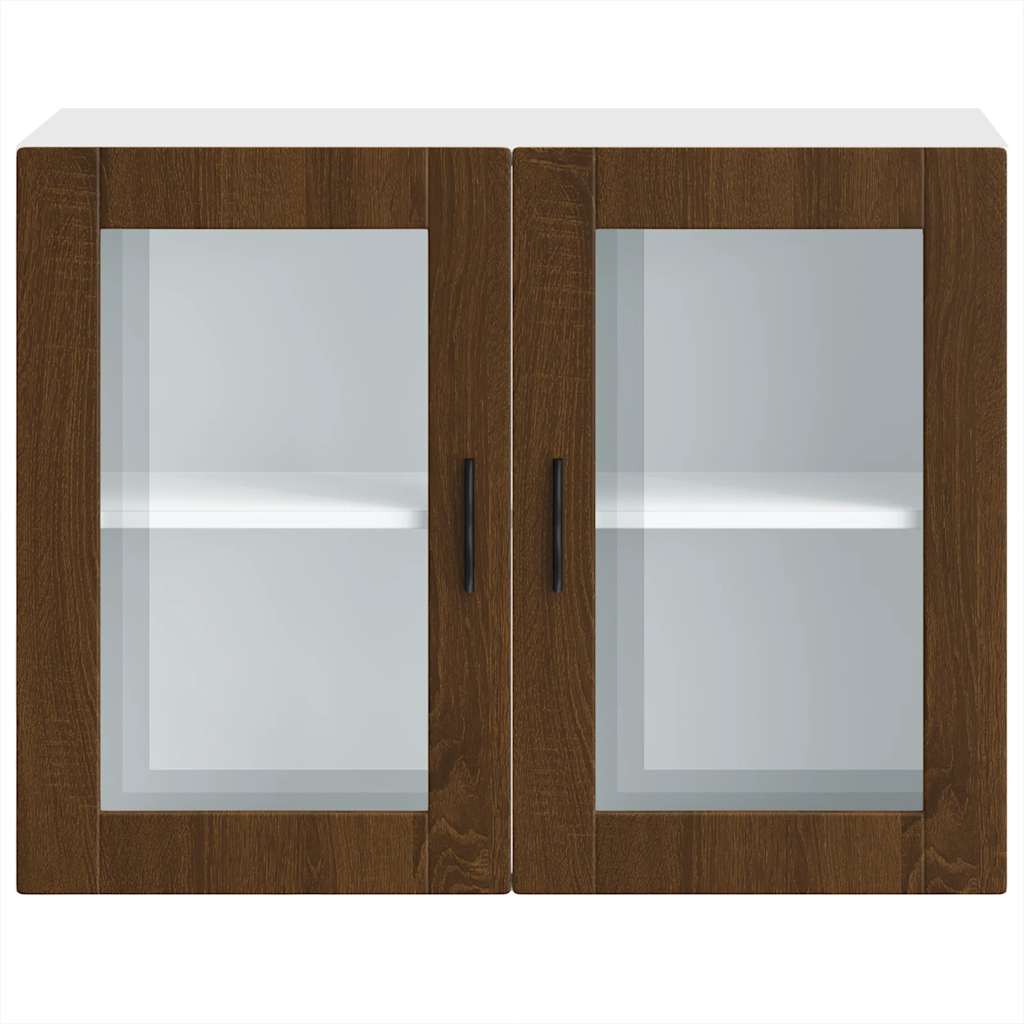 Küchen-Hängeschrank mit Glastür Porto Braun Eichen-Optik