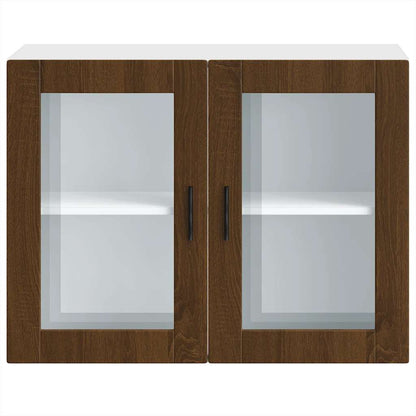 Küchen-Hängeschrank mit Glastür Porto Braun Eichen-Optik