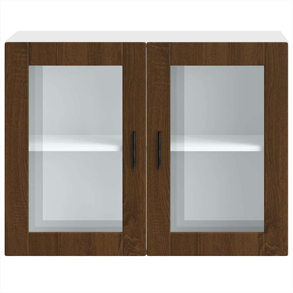 Küchen-Hängeschrank mit Glastür Porto Braun Eichen-Optik