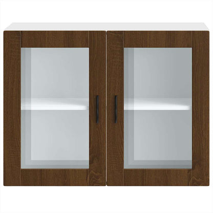 Küchen-Hängeschrank mit Glastür Porto Braun Eichen-Optik