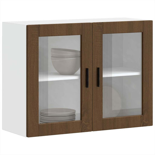 Küchen-Hängeschrank mit Glastür Porto Braun Eichen-Optik