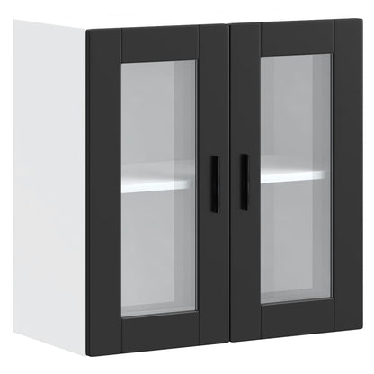 Küchen-Hängeschrank mit Glastür Porto Schwarz