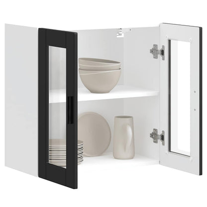 Küchen-Hängeschrank mit Glastür Porto Schwarz