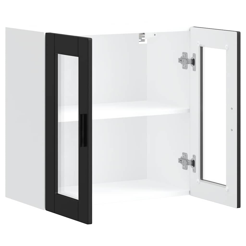 Küchen-Hängeschrank mit Glastür Porto Schwarz